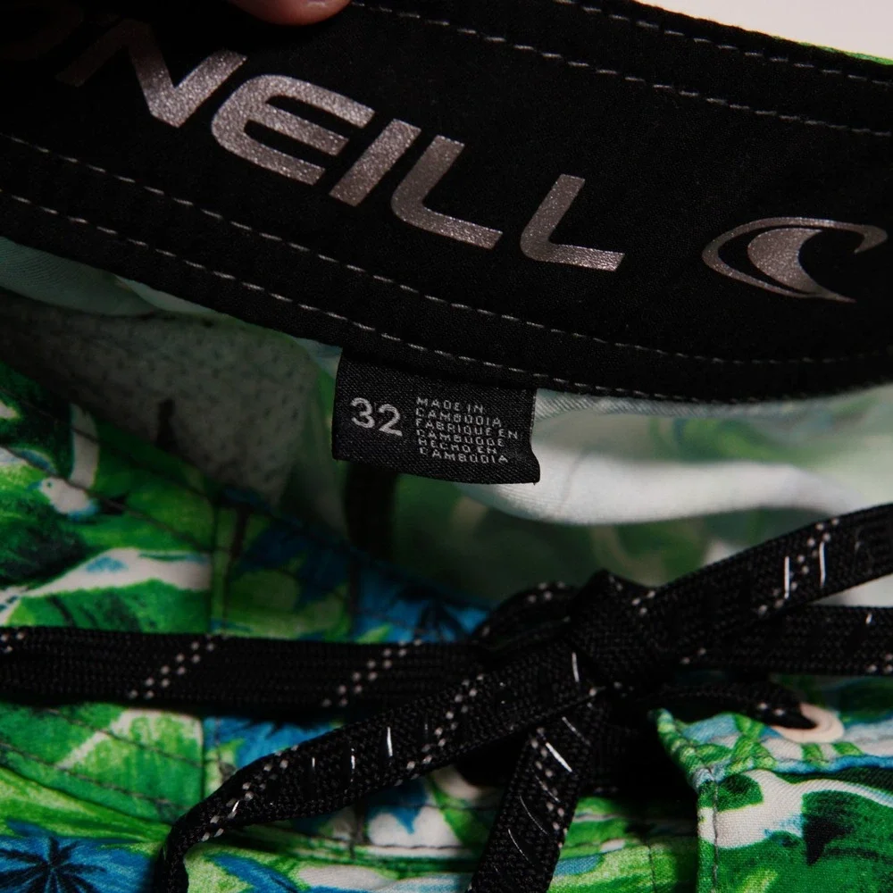 O'neil Blue Green Men's Tropical Swim Trunks 33 / 10 Tagged 32 Drawstring
